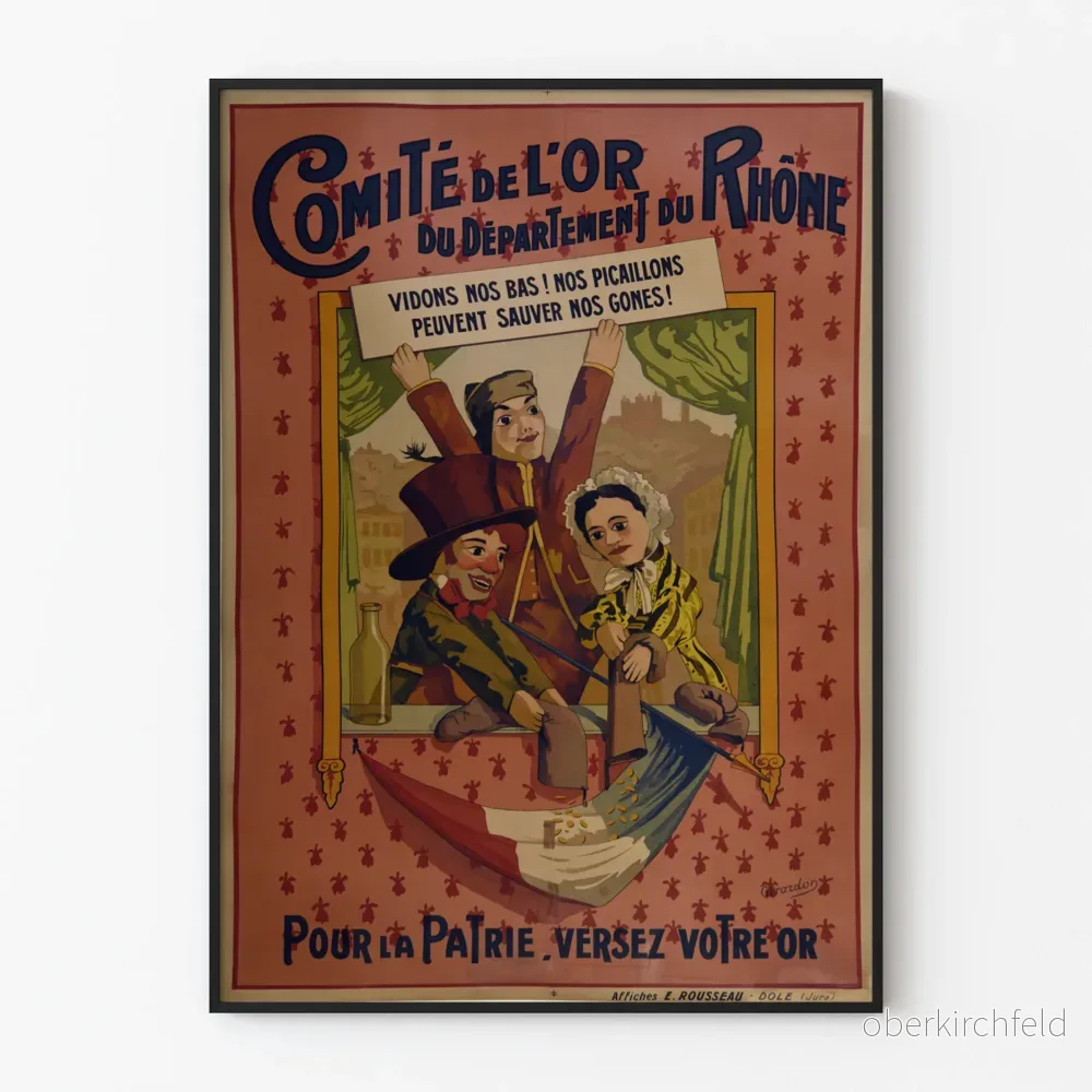 Vintageposter från Comité de l’Or Rhône – Töm våra skåp för att rädda våra barn Vintageposter från Comité de l’Or Rhône – Töm våra skåp för att rädda våra barn