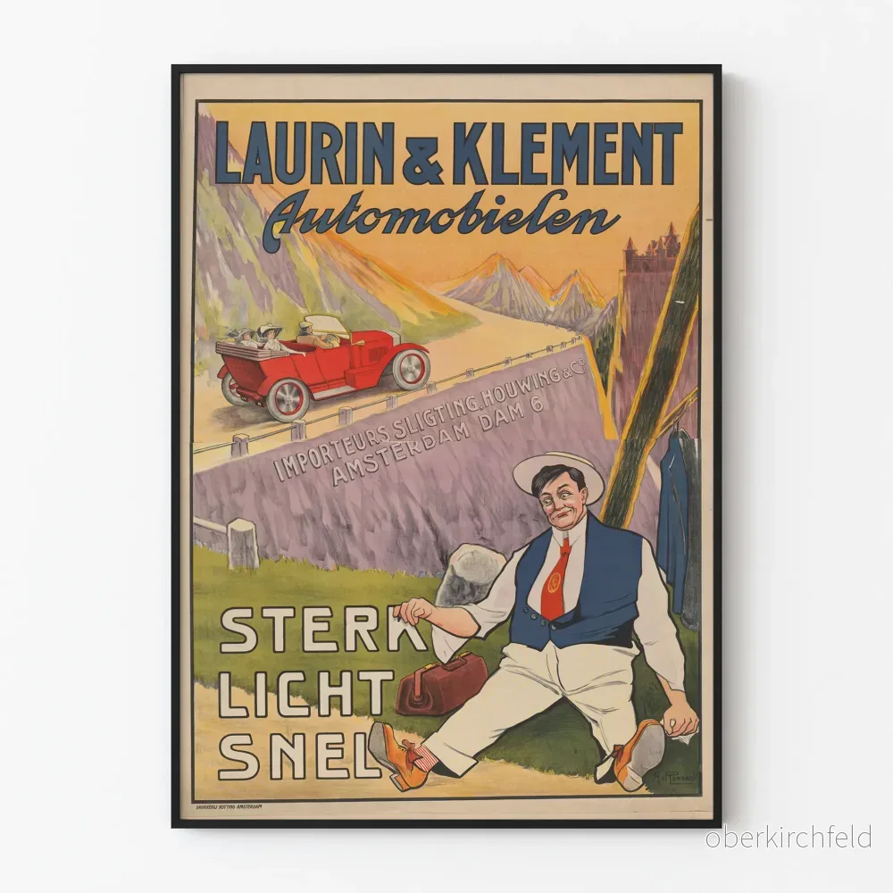 Vintageaffisch Laurin & Klement Automobiles väggdekoration