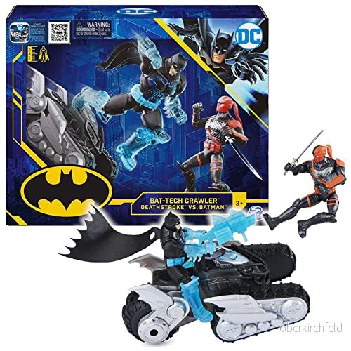 DC Comics Batman Bat Tech Crawler Vehicle, Amazon Exclusive and Deathstroke 4" actionfigurer och tillbehör (endast tillgänglig på Amazon) 778988371619