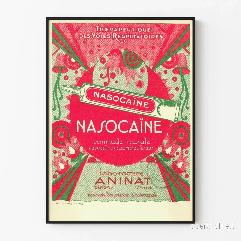 Vintageposter Nasocaïne – Terapeutisk andningsväggdekoration Vintageposter Nasocaïne – Terapeutisk andningsväggdekoration