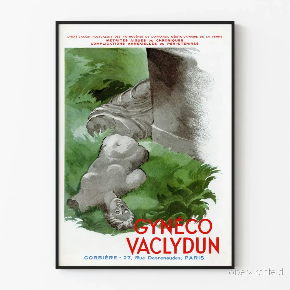 Vintage affisch Gynéco Vaclydun för medicinsk väggdekoration