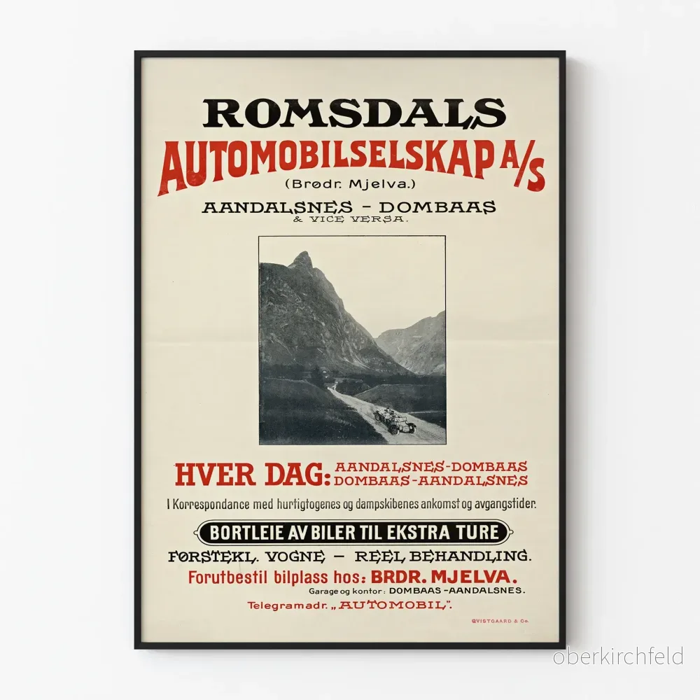 Vintageposter Romsdals Automobilselskap A/S