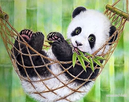 Diamantmålningsset, bild med motiv panda och tillbehör, storlek ca 35 x 25 cm, pysselset för målning glitterstenar barn från 5 år 4016490891789