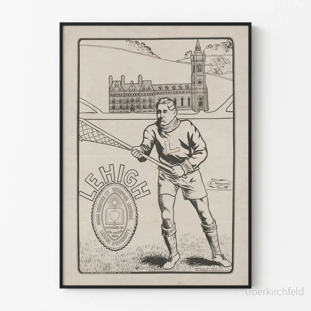 Vintageaffisch av lacrossespelare från Lehigh University