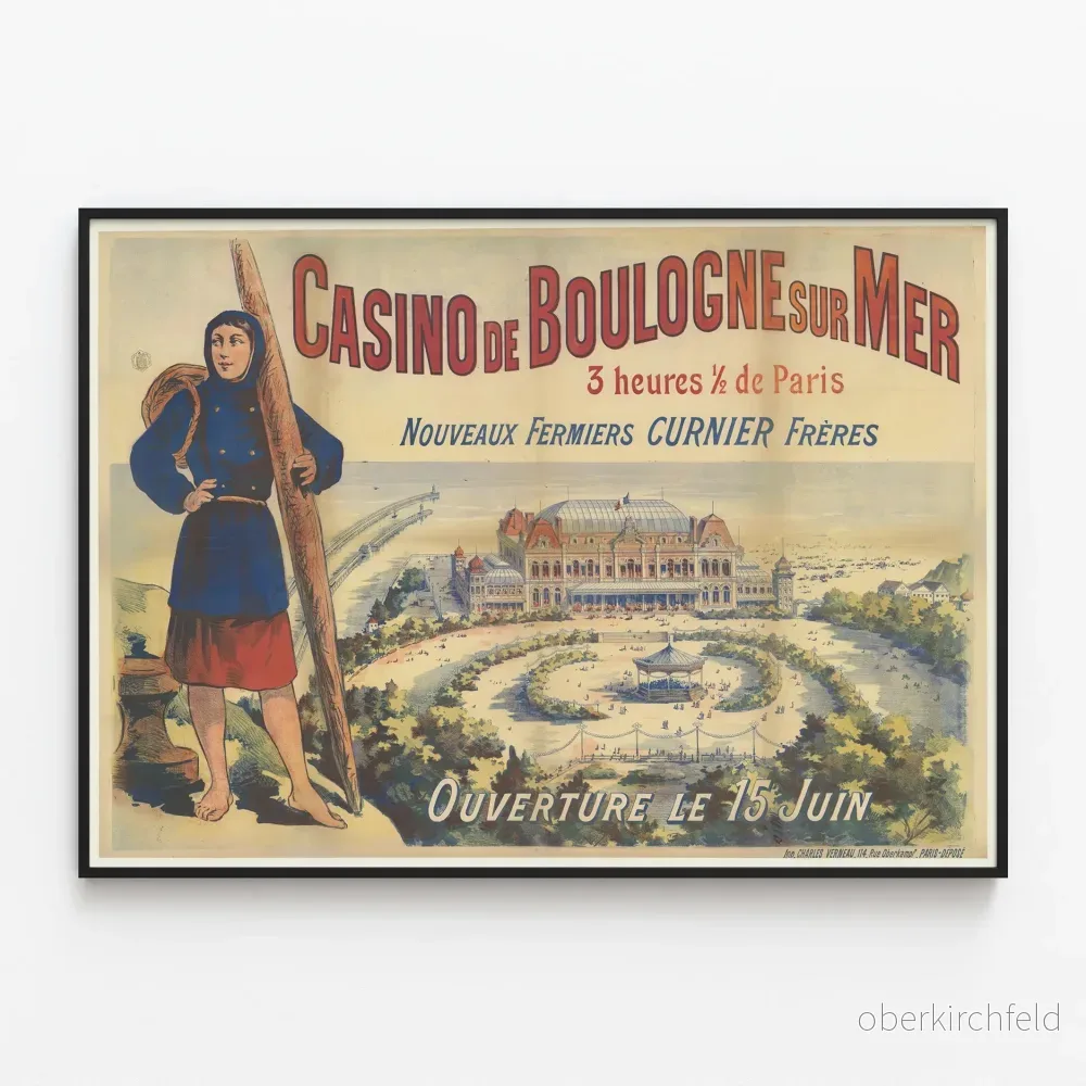 Vintageposter Casino de Boulogne-sur-Mer - Invigningskampanj 15 juni