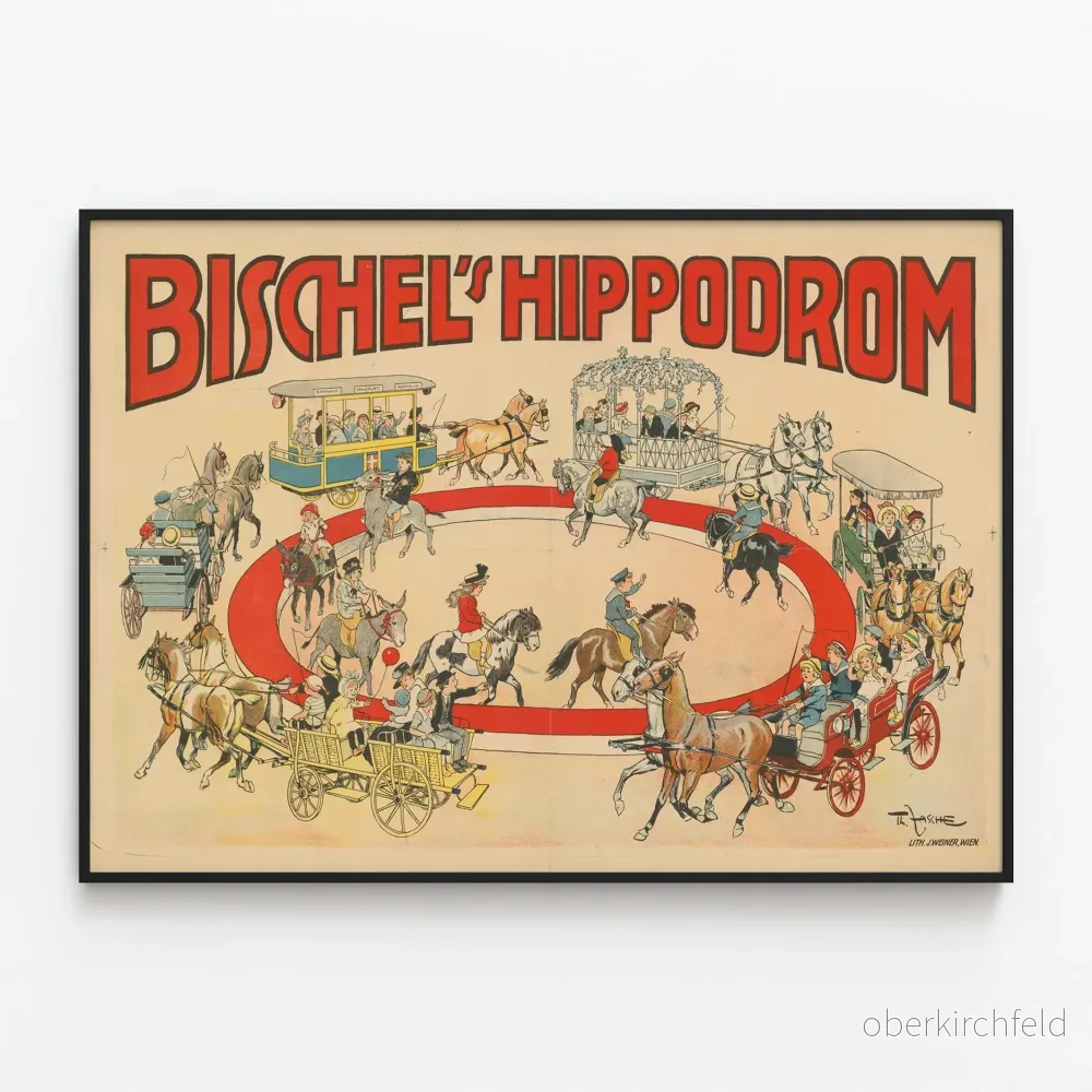 Vintageposter Bischel's Hippodrom – Retro hästrelaterad väggdekoration