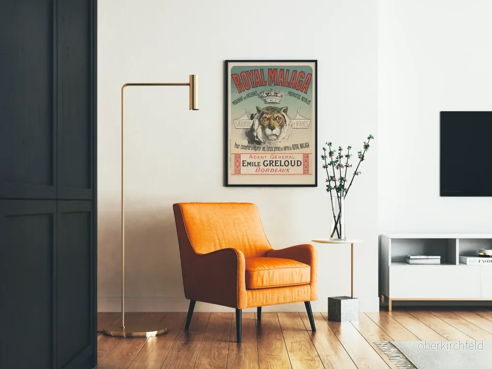 Vintage Royal Malaga poster med tiger och krona - Bild 2