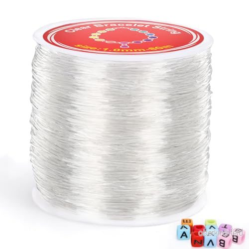 Alyvisun 1mm x 80m Elastisk Pärltråd, Hållbar Tråd Lämplig för DIY Smycken Tillverkning, Armband, Halsband, Hantverk, Dekorationer (Transparent) 5061038390261