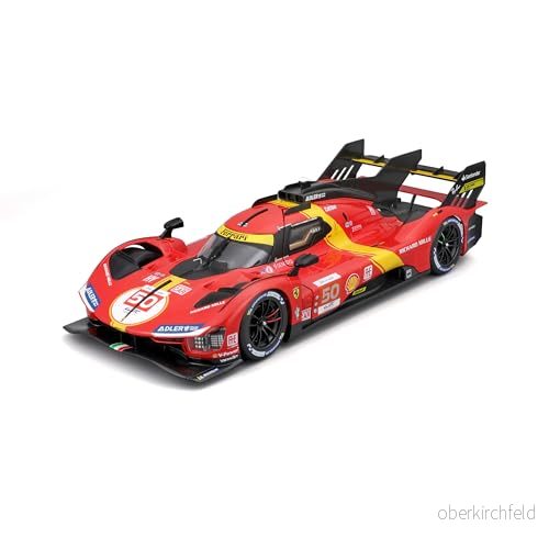 Bburago 1/18 Ferrari Racing 499P LMH 2023#50 Röd NYHET 2024: Metallisk kopia detaljerad interiör Öppning dörrar och huva i skala 1/18: e Mans 24 timmars vinnare 2023 4893993016501