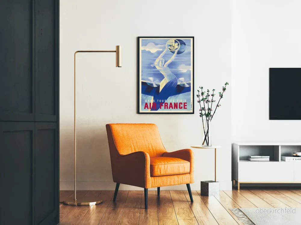 Vintageaffisch Air France 'Dans tous les ciels' av R. de Valerio - Bild 2