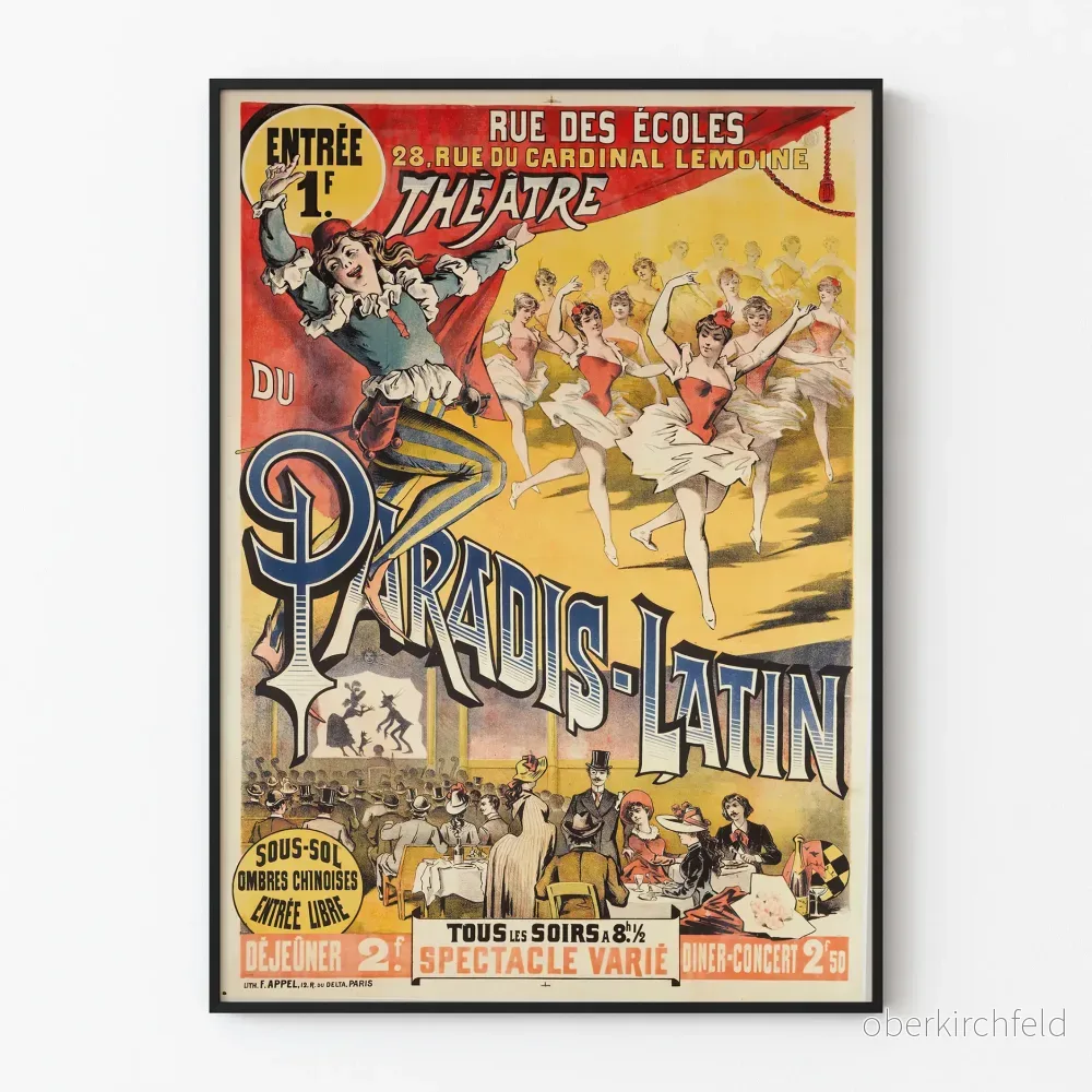 Vintageaffisch Théâtre Paradis-Latin Paris väggdekoration
