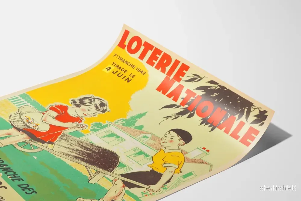 Vintageposter från Nationallotteriet 1942 – Barnhem - Bild 3