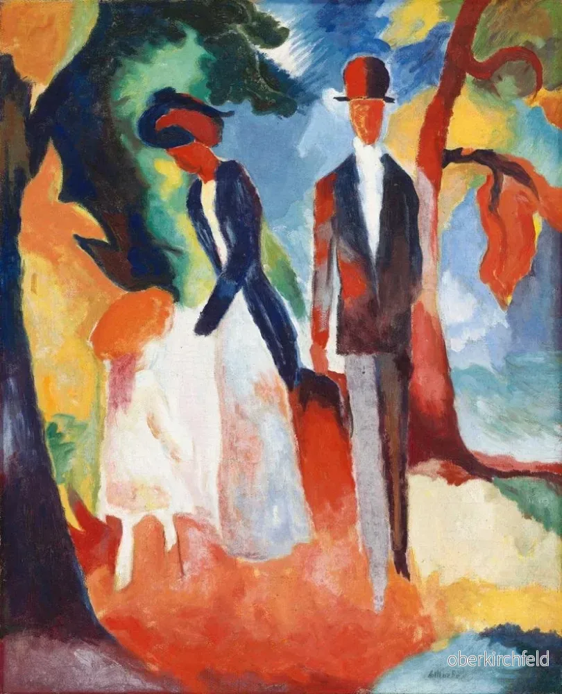 Målning Les gens au bord du lac bleu - August Macke | Konsttryck - Bild 2