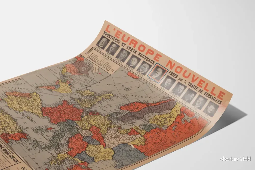 Vintageaffisch Europa - Nya gränser och stater i Versaillesfördraget - Bild 3