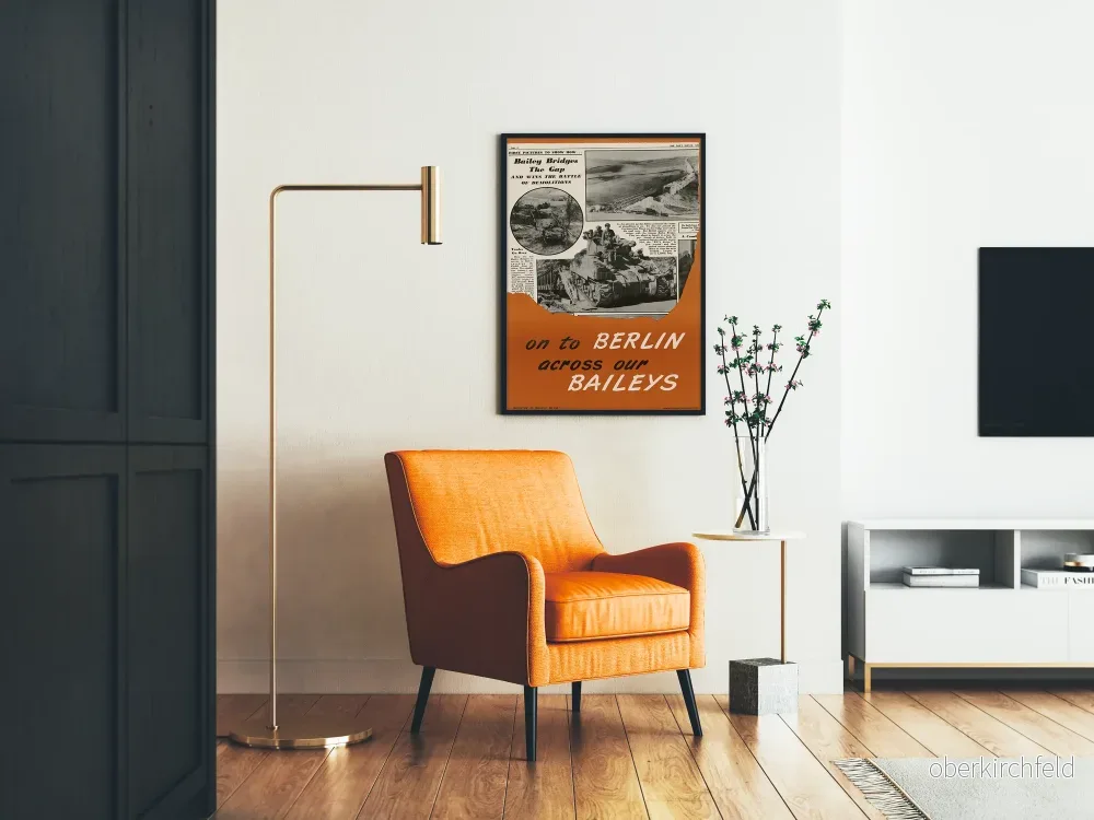 Historisk militärposter 'På väg till Berlin över våra Baileys' vintage i svartvitt - Bild 2