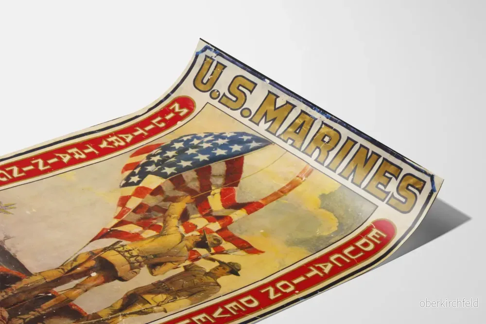 Vintageposter U.S. Marines Soldater vid havet - Militär väggdekoration - Bild 3