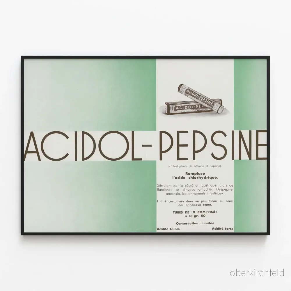 Vintageaffisch Acidol-Pepsine retro väggdekoration