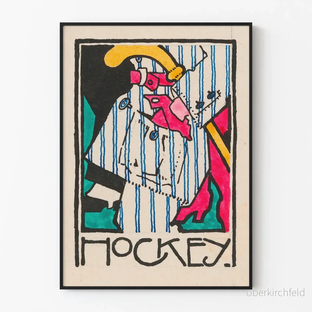 Färgglad hockeyposter i vintage grafisk stil