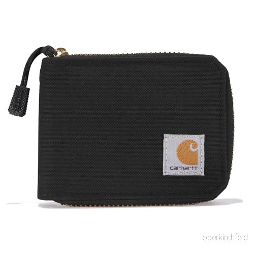 Carhartt Standard kanvas för män, svart, standardstorlek, vardaglig dragkedja plånbok, hållbara plånböcker med 888999413656