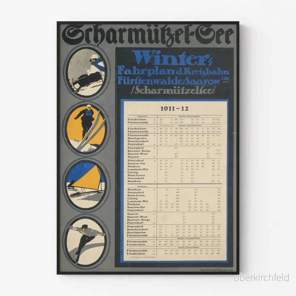 Vintageposter för vintertider 1911–12, Furstenwalde-Saarow-linjen, Scharmützelsee Vintageposter för vintertider 1911–12, Furstenwalde-Saarow-linjen, Scharmützelsee