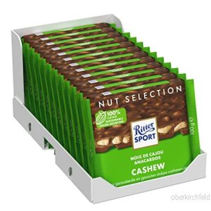 Ritter Sport Chocolade – Melk Cashew Doos 12 x tablet 100 gram 4000417707604 Ritter Sport Chocolade – Melk Cashew Doos 12 x tablet 100 gram 4000417707604