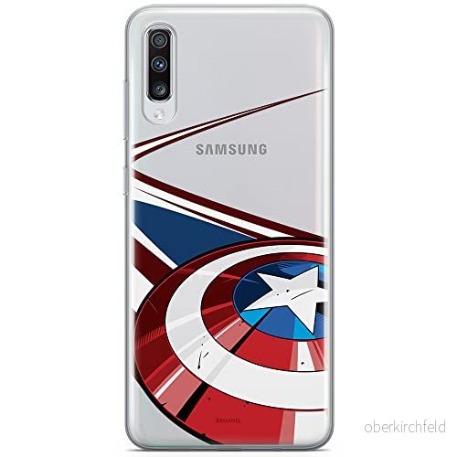 ERT GROUP mobiltelefonfodral för Samsung A70 originalt och officiellt licensierat Marvel mönster Captain America 008 optimalt anpassad till formen på mobiltelefonen, gedeeltelijk transparant 5902980413861