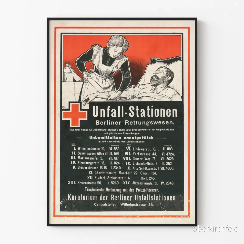 Vintage affisch av medicinska nödstations i Berlin