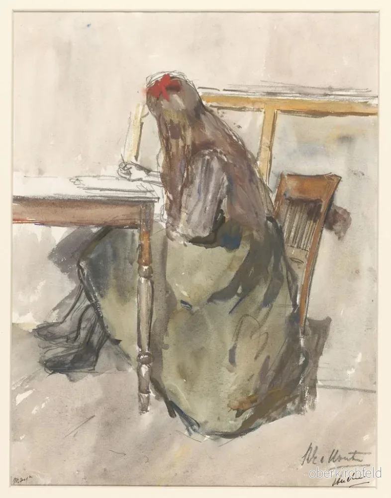 Målning Studie av en flicka som sitter vid ett bord - Barbara Elisabeth van Houten | Konsttryck - Bild 2