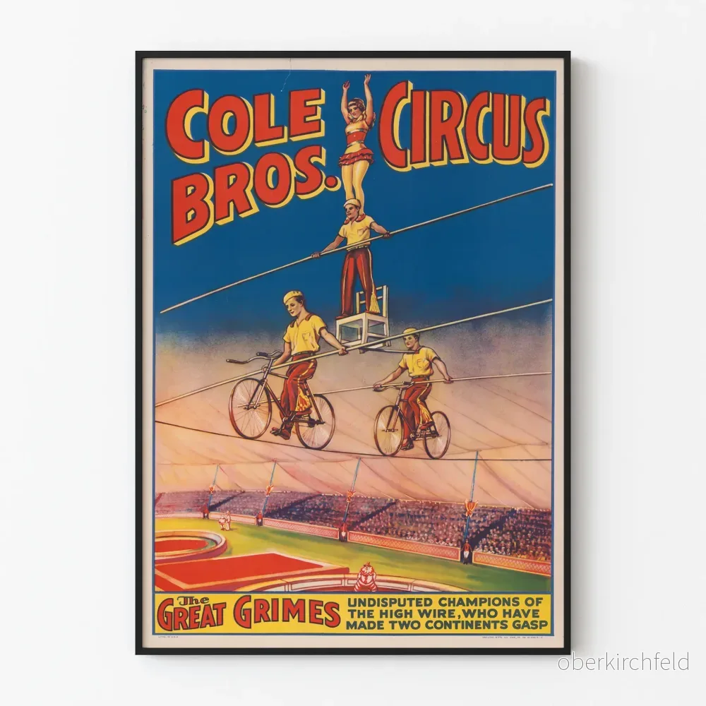 Vintageaffisch Cole Bros Circus - De stora maskerade på tråden