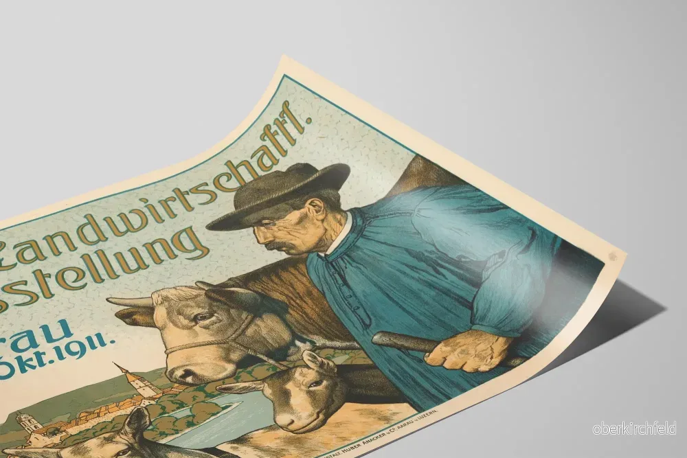 Vintageaffisch för jordbruksutställning i Aargau, Aarau 1911 - Bild 2