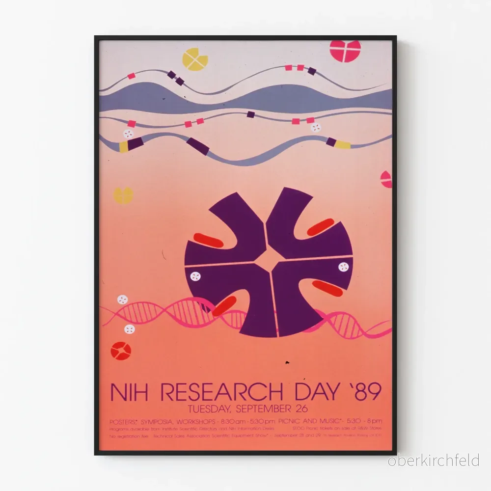 Dekorativ poster NIH Forskningsdag 1989 abstrakt vetenskaplig design