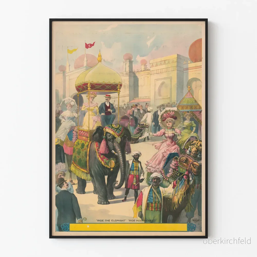 Vintageposter Ride the Elephant - Exotisk väggdekoration