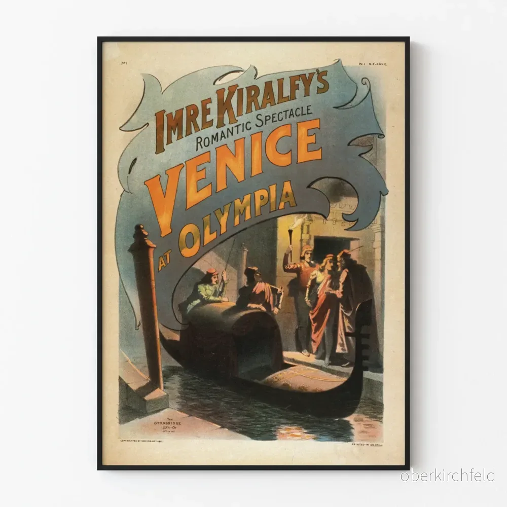Vintageposter Imre Kiralfy’s Venedig vid Olympia - Teaterromantisk väggdekoration