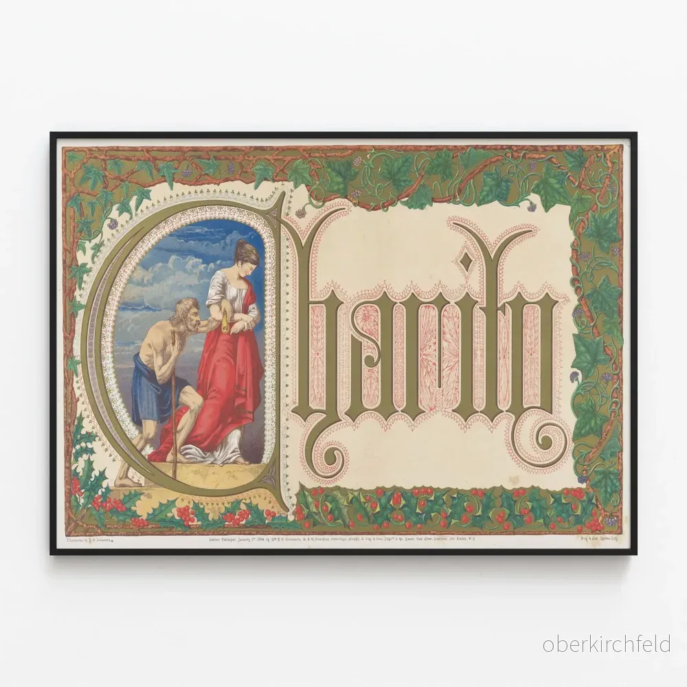 Väggposter med välgörenhetsillustration, vintage dekorativ
