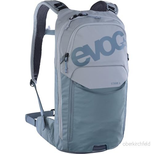 EVOC STAGE 6 + HYDRATION BLADDER 2, ryggsäck (justerbara axelremmar med BRACE LINK, AIR FLOW CONTACT SYSTEM, inkl. 2 l vattenbehållare och verktygsficka, One Size), Stone Steel 4250450730590