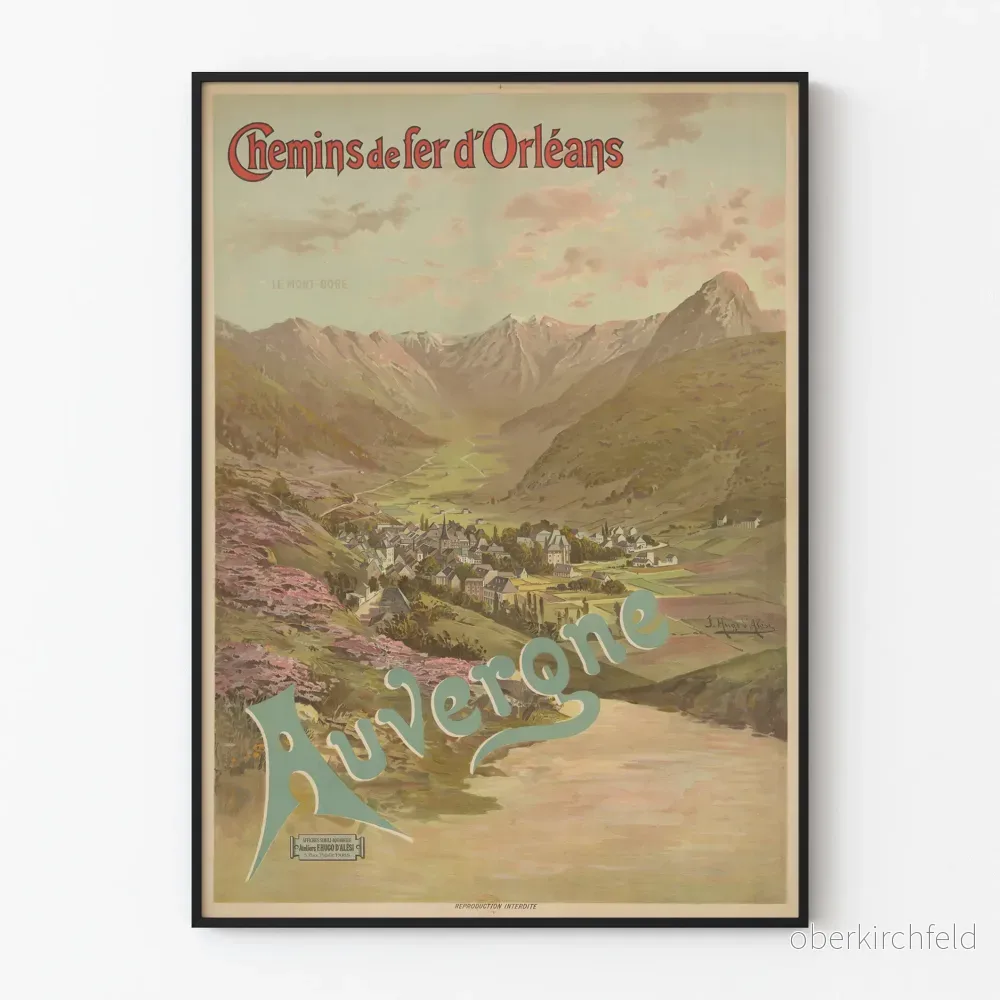 Vintage affisch för väggdekoration Chemins de fer d'Orléans - Auvergne Le Mont-Dore
