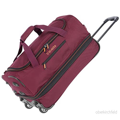 travelite 2 hjuls trolley resväska storlek L med stretchveck, bagageserie bas: mjukt bagage hjul extra volym, 096276, Vinröd/orange, 55 cm, 4027002084384