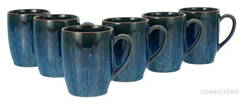 CreaTable, 33086, serie Sea Breeze blått, 6 delat porslinsset, kaffemuggset av stengods 4045486330865