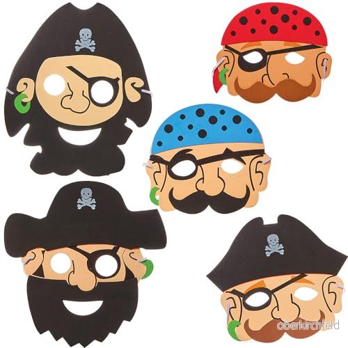 Baker Ross FN166 Piratmasker i skumplast 5 pack, maskeradkit för barn, tillbehör låtsaslek 5063067011216