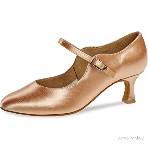 Diamant damdansskor 186 277 094 satin beige normal 5 cm flare tillverkade i Tyskland, Beige, 42 EU 4048854577404