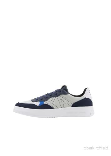 Armani Exchange Seattle för män, mocka detaljer, broderade logotypsneakers, Grå marinblå, 45.5 EU 8058997282819