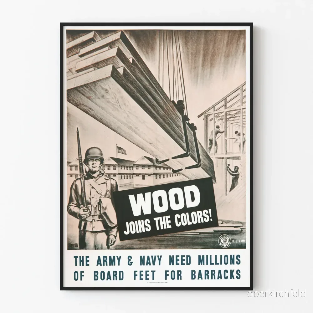 Vintage Trä- och Arméposter - Industriell Väggdekoration