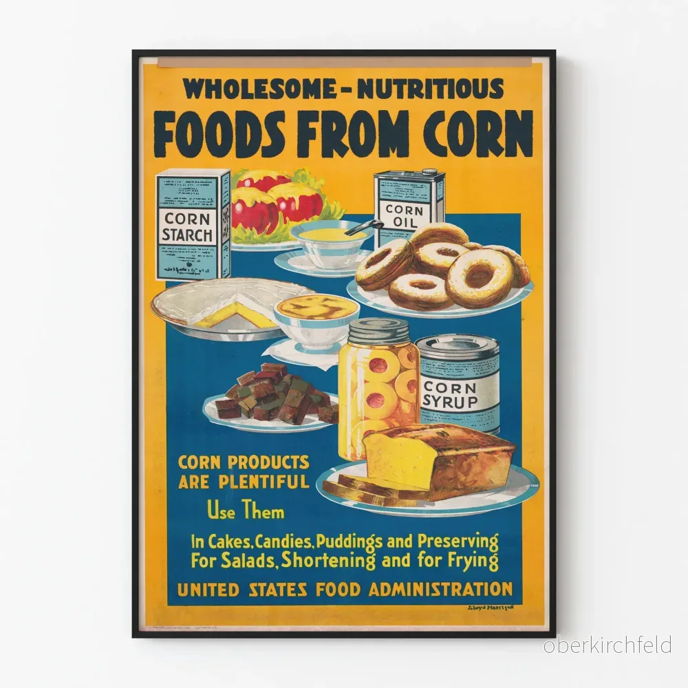 Vintageposter för hälsosam kost baserad på majs