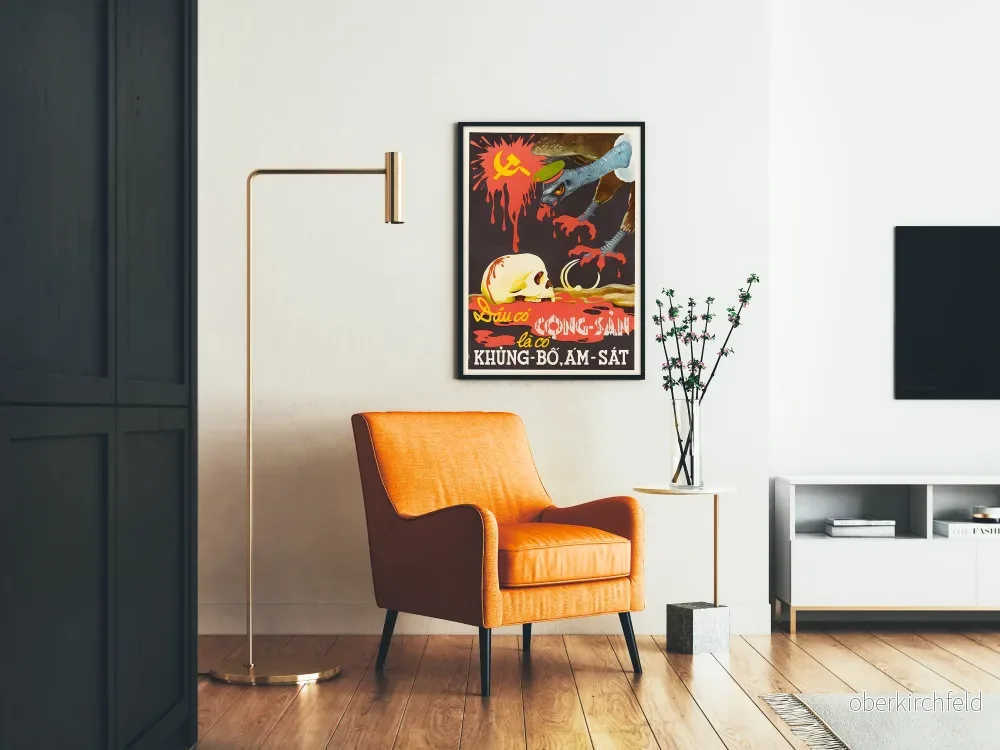Vintage antikommunistisk dekorativ poster med skalle och gam - Bild 2