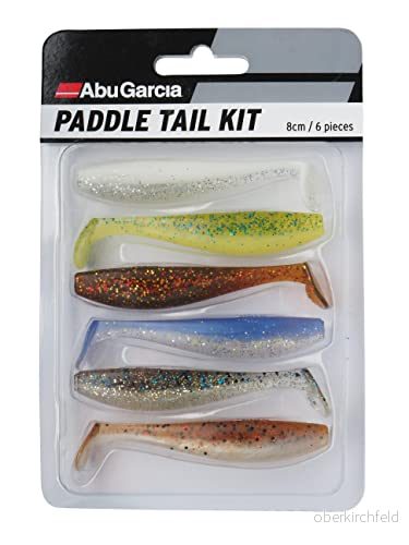 Abu Garcia Paddletail Soft Lure Kit, 6 allround mjuka beten i beprövade fiskfångande färger, perfekt för abborre, gös och zander, fisk med jigghuvud, dropshot, Carolina Rig, 80 mm 36282115446