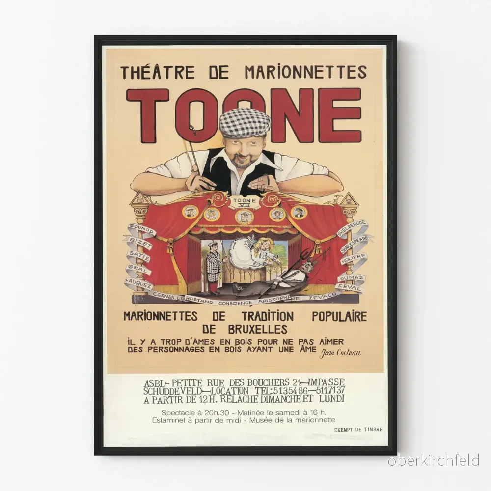 Teateraffisch för Marionettdockteatern Toone - Vintage väggdekoration Bryssel