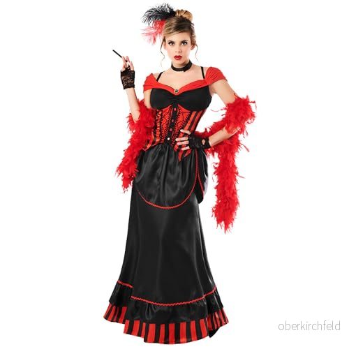Boland Saloon tjejkostym, 3 delar, kostym för temafester, halloween, karneval, vild västern, cowgirl 8712026841377