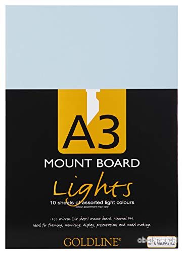 Clairefontaine Ref GMB3/ASTLZ Goldline monteringsplatta (paket med 10) A3 storlek, syrafri, pH neutral, 1,25 mm tjock, 750 gsm blandade ljusa färger lämplig för modelltillverkning och inramning 5019380100489