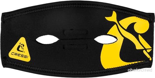 Cressi Pony Tail Neo Mask Strap Omslag, Neopren Bältesskydd för Dykning och Snorkling Masker Unisex Vuxen, Svart/Gul, En Storlek 8022983209791