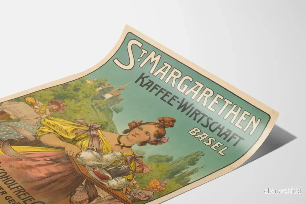 Vintageposter St Margarethen Kaffee-Wirtschaft, väggdekoration café Basel - Bild 3